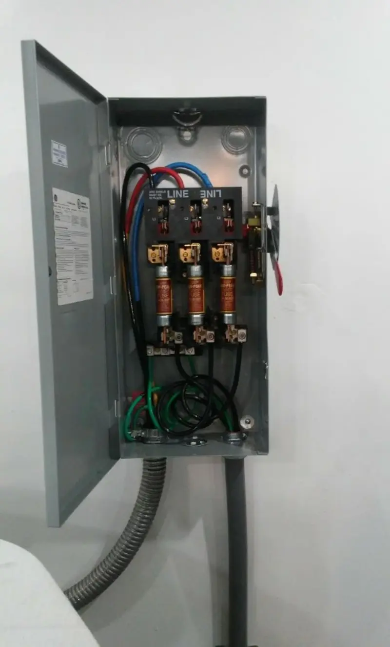 Three-phase disconnect switch installed for Smoke Detector Installation in Groveland